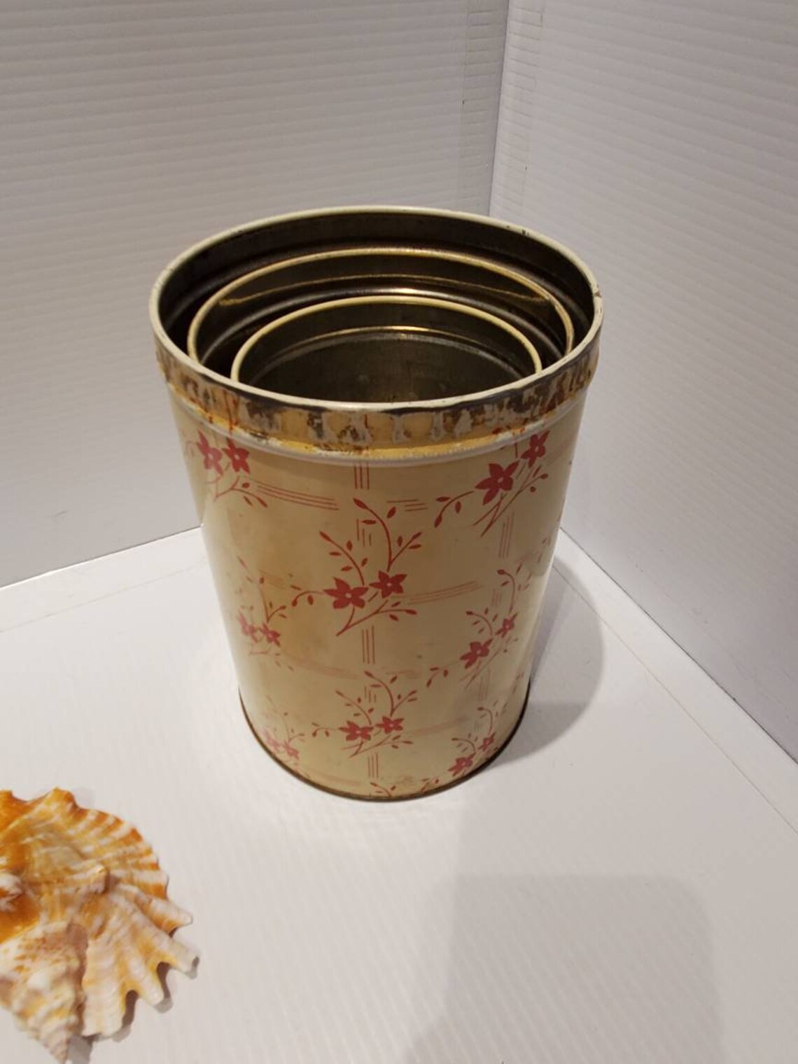 Vintage rojo y crema floral cocina botes década de 1950 | Etsy