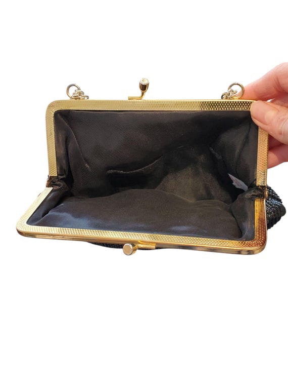 Vintage Black Seed Bead Formal Handbag Clutch, Bl… - image 6