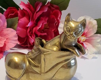 ヴィンテージ真鍮製キャットオーナメントキャンドルホルダー3個セット