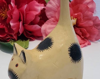 Vintage Wooden Folk Cat Figurine, Standing Cat Figurine, Hand Carved, Cat Decor, Cat Giftware, Cat Collectibles, Cat Crafting, Cat Ornament