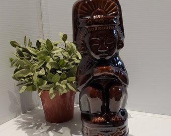 Vintage Brown Ceramic Kahlua Tiki Decanter, Tiki Bar Decor, Bar Decor, Old Liquor Decanters, Barware, Bar Collectibles, Bar Giftware