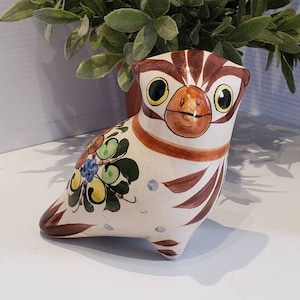 Vintage Tonala Mexico Pottery Bird Statue, Matt Finish, Hand Painted, Tonala Pottery Decor, Mexican Style Decor, Bird Decor, Folk Art Bird