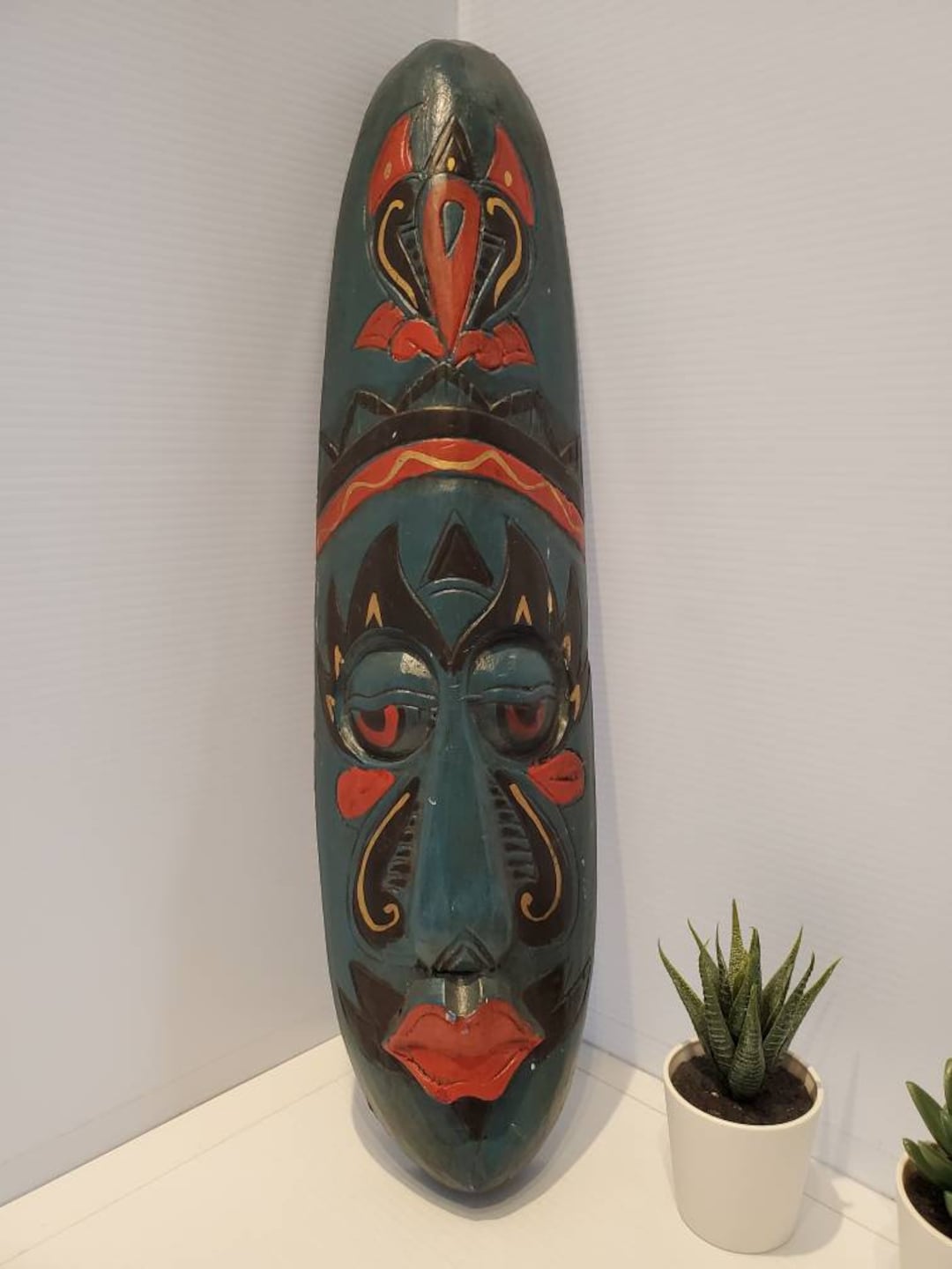 Vintage Wooden Indonesian Wall Mask, Balinese Mask, Handcrafted, Hand