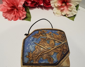 Vintage Malaysian Art Pottery Wall Pocket, Ceramic Wall Vase, Handmade Pottery, Country Pottery Wall Decor, Artisan Pottery, Malaysia Gifts