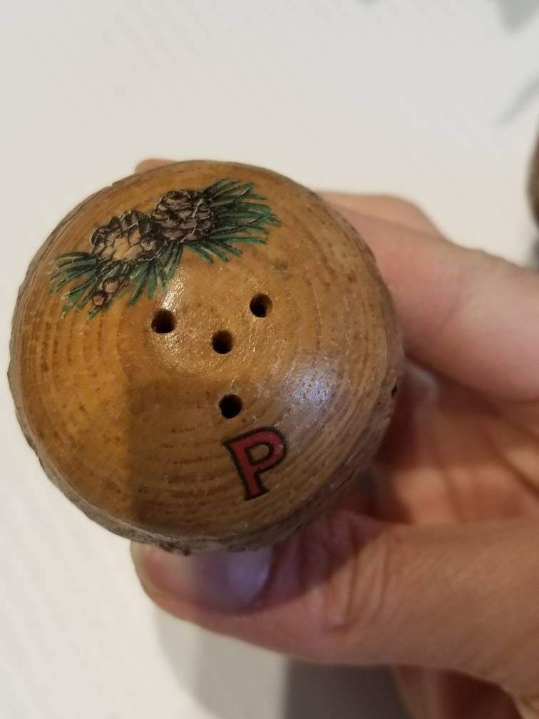 Vintage Mushroom Salt And Pepper Shaker Japan Rustic Wooden Etsy