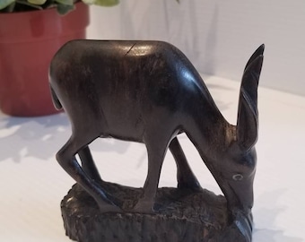 Vintage Wood African Gazelle Antelope Statue, Mid-Century,  Hand Carved, Gazelle Decorations, Mancave Decor, African Wood Decor, Deer Decor