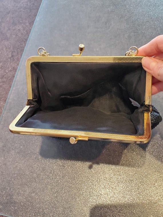 Vintage Black Seed Bead Formal Handbag Clutch, Bl… - image 7