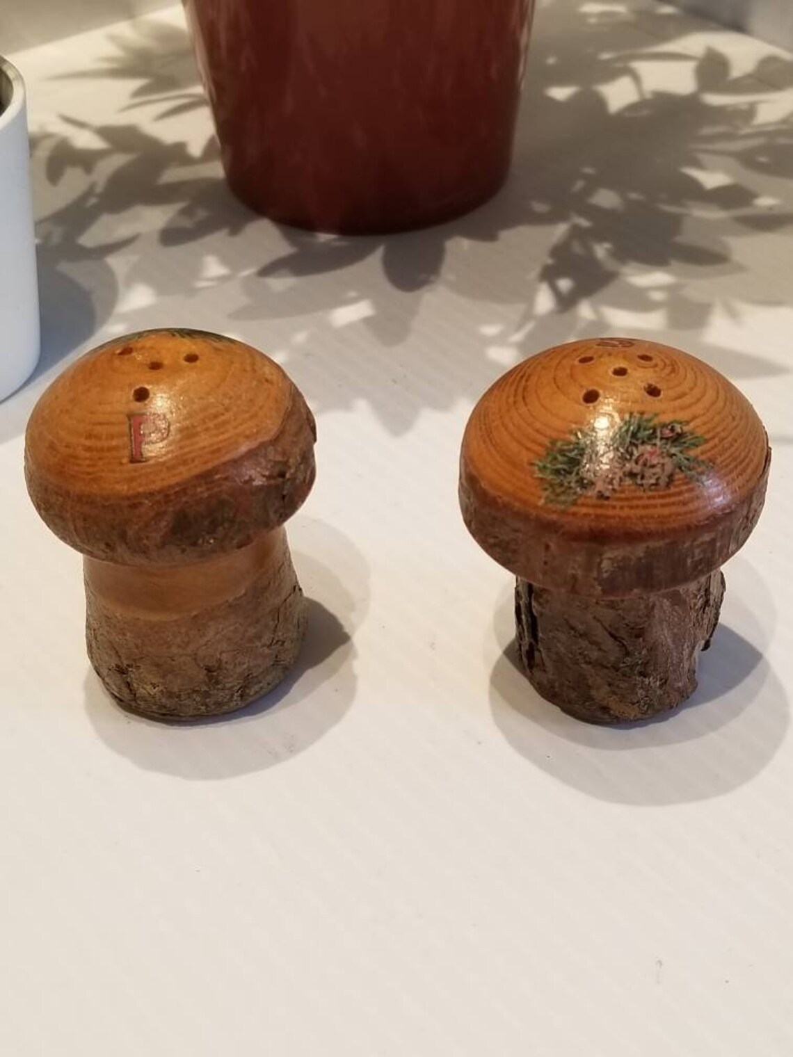 Vintage Mushroom Salt and Pepper Shaker Japan Rustic Wooden Etsy