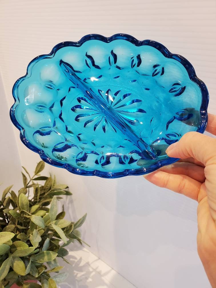 vintage-blue-glass-divided-dish-condiment-mid-century-glassware