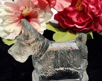 Vintage Scotty Scottish Terrier Candy Container, Schottische Terrier Glas Figur, Altes Glas Scotty Hund, Scottish Terrier Geschenke