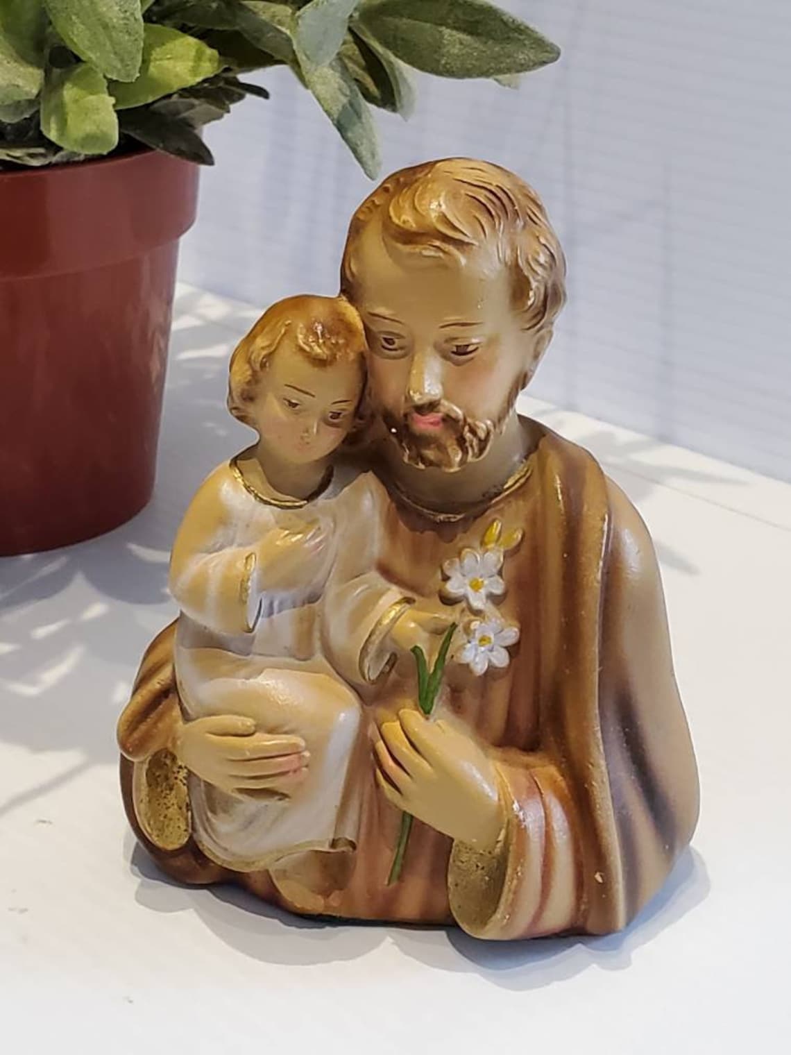 Vintage Jesus and Child Figurine Plastic Religious Decor Etsy