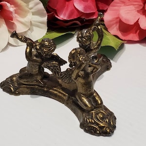 Vintage Brass Cherub Babies Playing Trumpets Figurine, Victorian Cherubs, Cherub Decor, Cherub Giftware, Victorian Giftware, Cherub Ornament