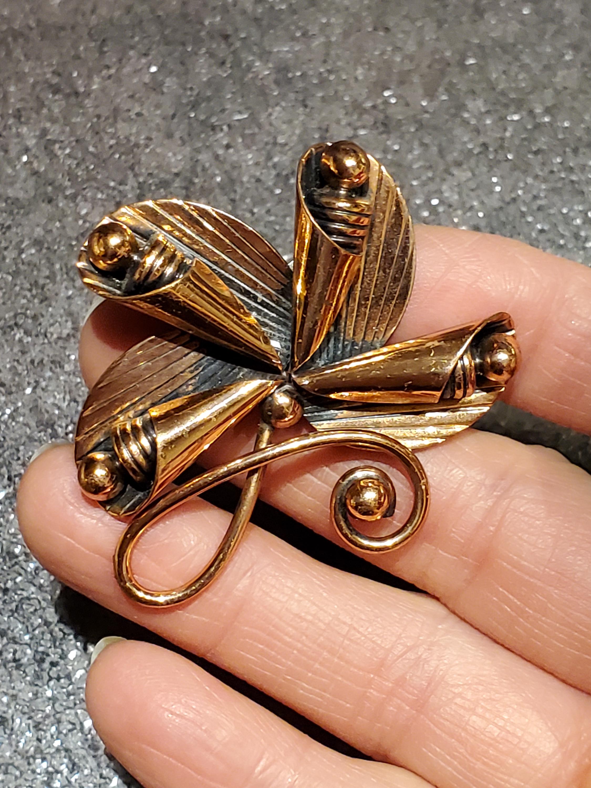 Victorian Trading Co Rhinestone Floral Hair Pin Vintage Style Copper Tone Vintage Bell Trading Post Solid Copper Flower Brooch main image 2