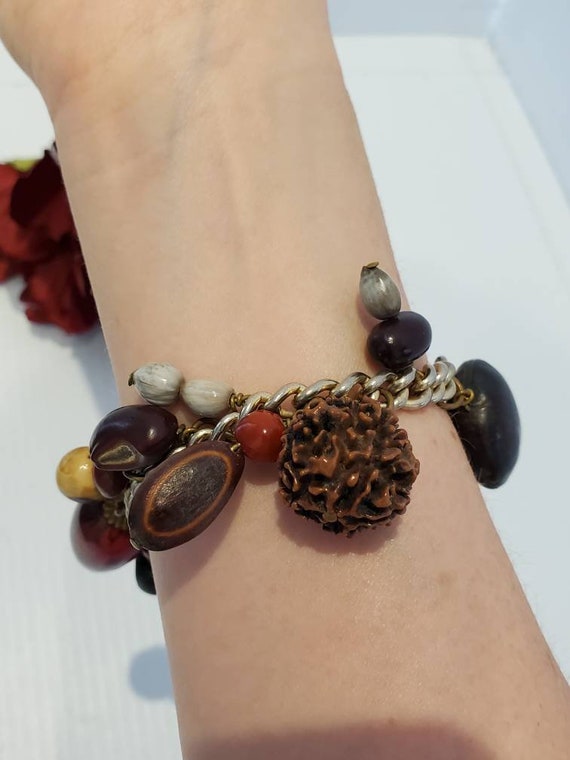 Vintage Nut And Seed Bracelet, Chain Bracelet, Si… - image 3