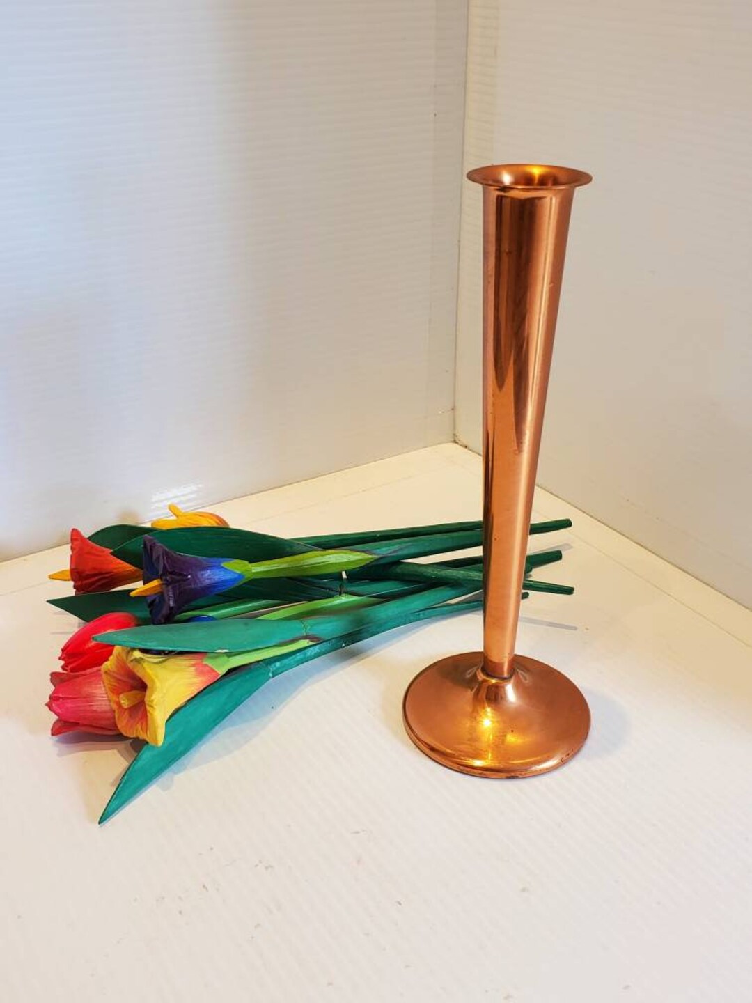 Vintage Copper Bud Vase, Vintage Copper Decor, Mid Century, Old Metal Vases, MCM Vases, Copper