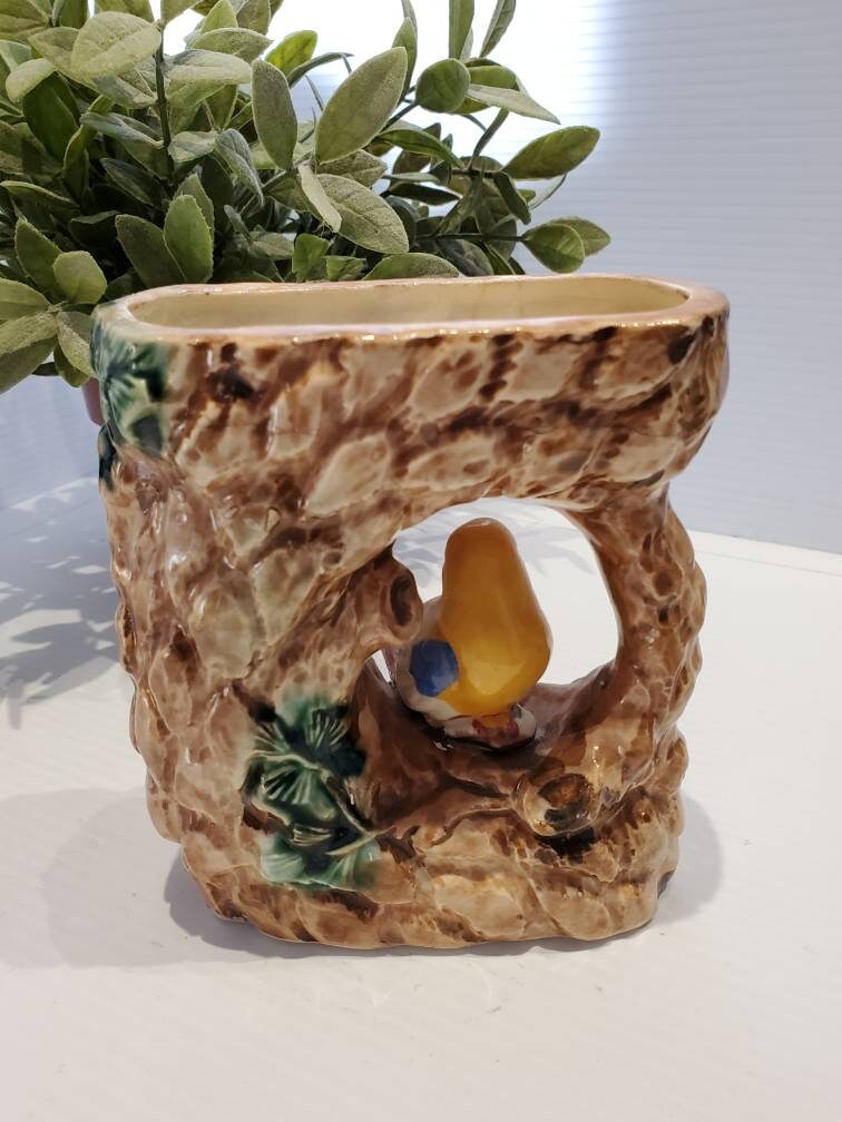 Vintage Ceramic Tree Branch With Bird Planter Pot Florart Etsy