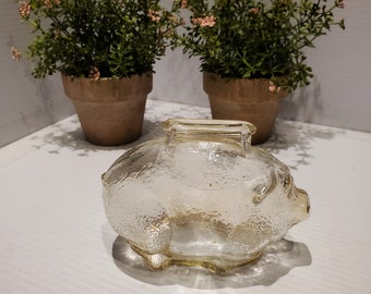 Vintage Clear Glass Piggy Bank, Pressed Glass Pig Coin Bank, Pig Decor, Glass Pig Figurine, Pig Giftware, Piggy Coin Bank, Pig Collectibles