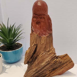 Vintage Hand Carved Wooden Driftwood Face Spirit Statue, Tree Branch Carving, Handmade Wooden Man Face, Artisan Carved Wood Decor, Folk Art