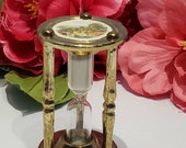 Vintage Brass Sand Four Minute Timer, Country Scene Timer, Old Timer, Hand Painted Sand Timer, Office Desk Decor, Kitchen Brass Timer