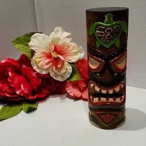 Vintage Hand Carved Tiki Totem, Turtle Tiki, Hawaii Wood Tiki Pole, Tiki Bar, Hawaiian Decor, Hawaii Souvenirs, Hawaii Items, Hawaii Gifts