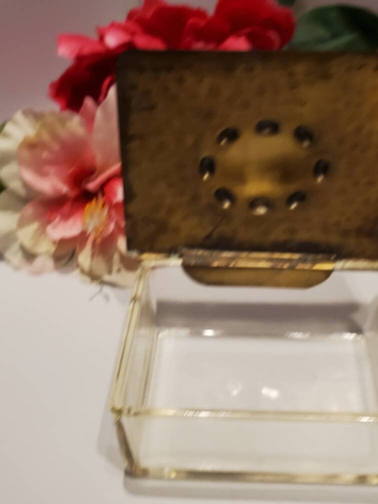 Vintage Hammered Brass Clear Glass Jewelry Box, Trinket Box, Decorative ...