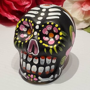 Vintage Ceramic Day Of The Dead Sugar Skull, Hand Painted Skull, Made In Peru, Decorative Skull, Folk Art Pottery, Ethnic Decor, Skull Decor