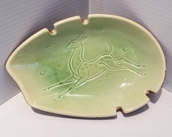 Vintage Ceramic Deer Ashtray,  Made In USA, Mid Century Pottery, Deer Collectibles, Tobacco Collectibles, Ceramic Ashtrays, USA Pottery,