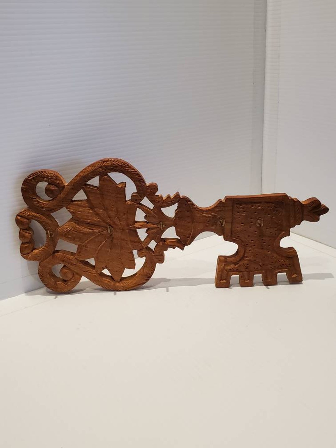 Vintage Wooden Bohemian Key Holder, 5 Hook Keyholder, Boho Decor ...