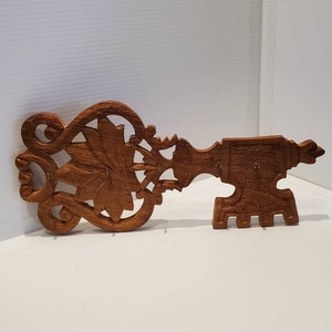 Vintage Wooden Bohemian Key Holder, 5 Hook Keyholder, Boho Decor, Carved Wooden Key, Made In India, Bohemian Wall Decor, Keyhook Wall Decor