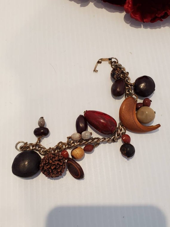 Vintage Nut And Seed Bracelet, Chain Bracelet, Si… - image 2