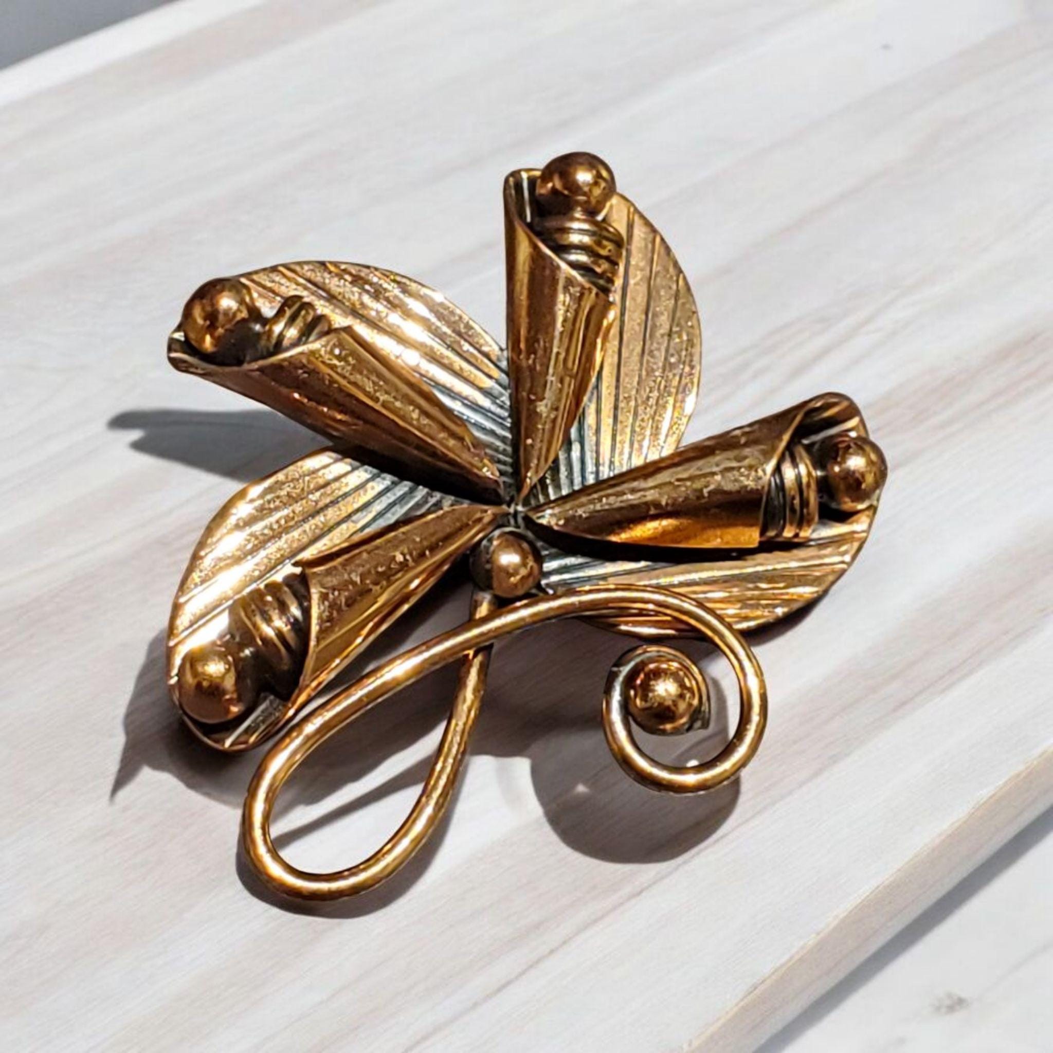 Vintage Bell Trading Post Solid Copper Flower Brooch