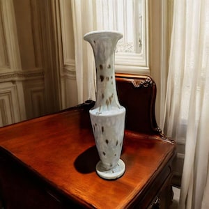 Vintage Blue Brown Drip Glaze Vase, Contemporary Pottery Vase, Shabby Chic Vase, Handmade Pottery, Country Pottery Vase, Artist Signed Vase