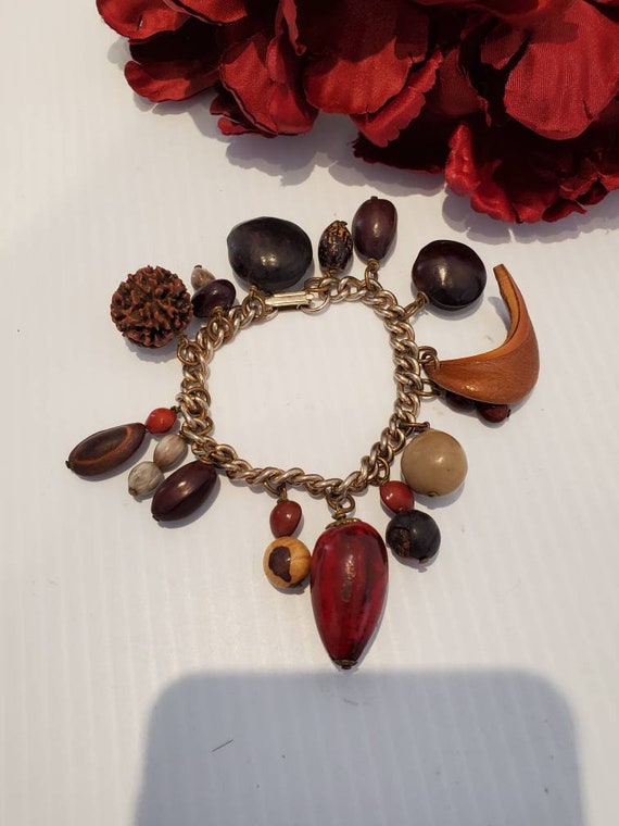 Vintage Nut And Seed Bracelet, Chain Bracelet, Si… - image 1