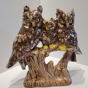 Adorable Ceramic Owl Family Figurine