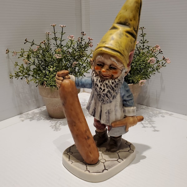 Vintage Porcelain Goebel 1970 Butcher Gnome Figurine, West Germany, Well 507 Goebel Gnome, Gnome Collectibles, Gnome Giftware, Gnome Decor