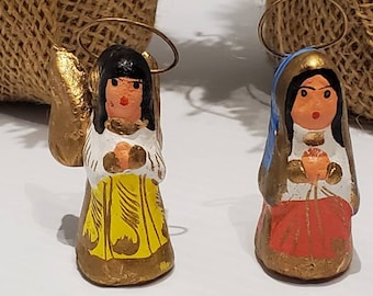 Vintage Mexican Clay Angel Figurines, Angel Figurine Lot, Terracotta Angels, Tiny Angel Figurines, Christmas Angels, Clay Nativity Angels