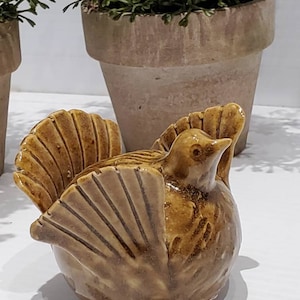 Vintage Pottery Turkey Figurine, Thanksgiving Decor, Ceramic Turkey Figurine, Handmade Turkey Ornament, Turkey Decoration, Turkey Decor