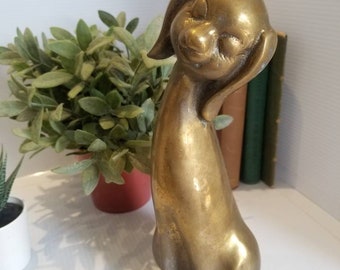 Vintage Solid Brass Dog Statue, Kitsch, Brass Decor, Dog Statues, Dog Lover Gifts, Rustic Brass Dog Decor, Dog Figurines, Mid Century