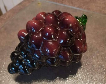 Vintage Art Glass Purple Grapes, Murano Style Purple Grapes, Art Glass Fruit, Decorative Glass Fruit, Blown Glass Fruit, Kitchen Fruit Decor