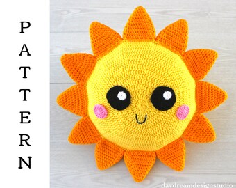 Crochet Sun Pillow Pattern, Crochet Sun Amigurumi, Crochet Sun, Sunshine Pillow, Crochet Sun Cushion, INSTANT PDF DOWNLOAD