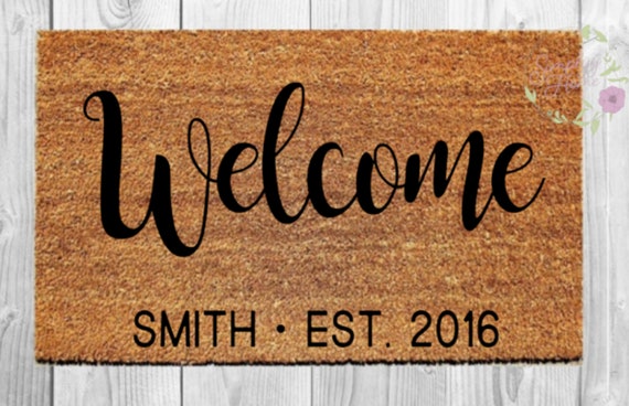 Last Name Year Doormat Personalized Family Name 18x30 Welcome Mat Closing Gift Housewarming Gift Custom Doormat Personalized Doormat