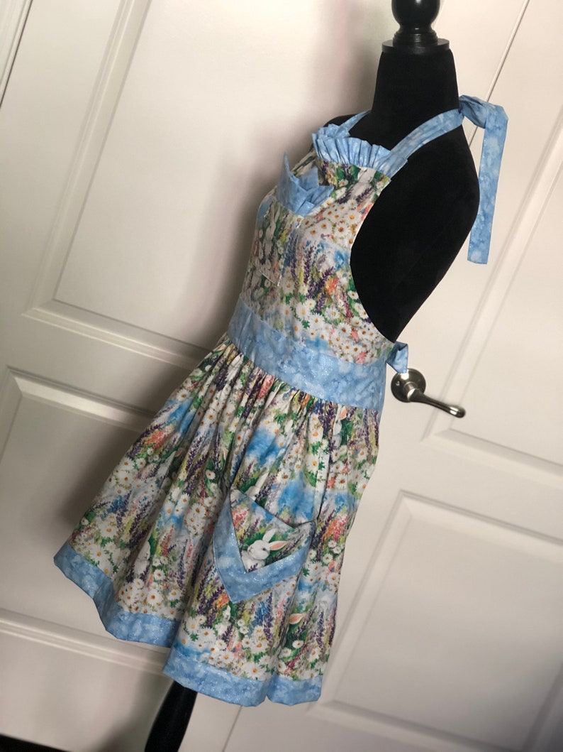 Sky Blue Bunnies Vintage Styled Apron