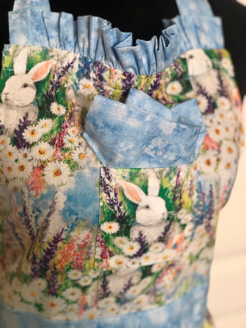 Sky Blue Bunnies Vintage Styled Apron