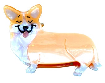 Dog Style Hair Claw| Carved Corgi  | Claw for Long Hair| Ponytail Clamps| Puppy Hair, gift for dogs lovers| handmade dog clip