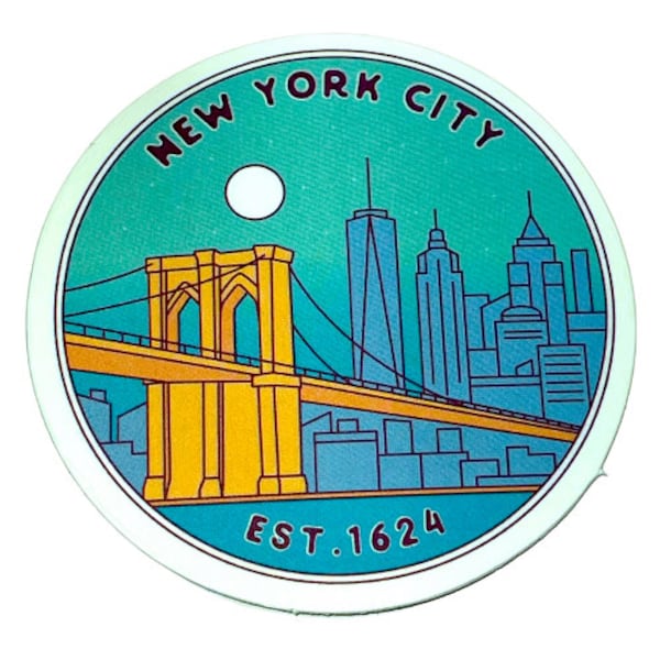 New York City | Brooklyn Bridge | NYC Sticker | Urban Art | Travel Souvenir | City scape Design |   NYC Icon | Bridge Art | City Lover Gift