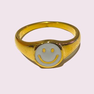 Happy Face Ring| Gold Abstract Ring| Smile Rings| Emoji Ring| Gold ...