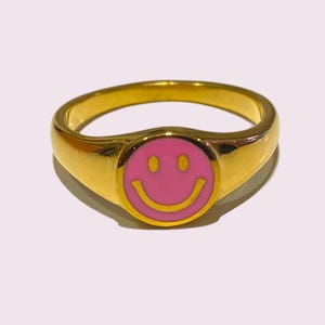 Happy Face Ring| Gold Abstract Ring| Smile Rings| Emoji Ring| Gold ...