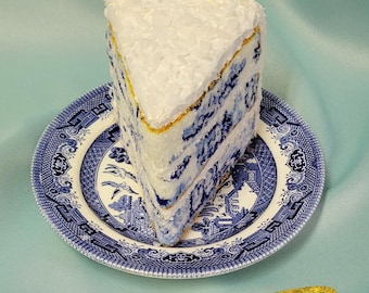 Blue Willow Coconut embroidered cake sculpture *made to order*