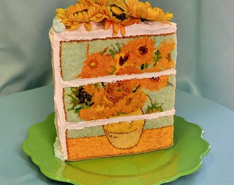 Sunflowers embroidered cake sculpture (made to order. Please read description)