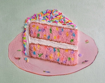 Pink funfetti embroidered cake (made to order)